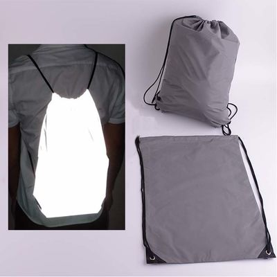 Holographic Hi Vis حقيبة ظهر عاكسة لركوب الدراجات الخفيفة من البوليستر المعاد تدويره من القطن العادي برباط تسوق رياضي